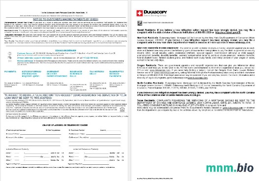 Szwajcaria Dukascopy Bank wyciąg z kredytu hipotecznego w formatach Word i PDF, 8 stron 3-4